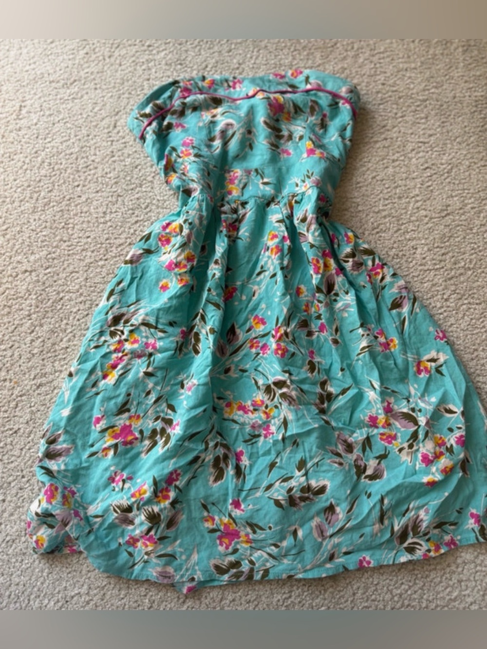 Xhilaration Turquoise Floral Strapless Midi Dress tube strapless 2000s y2k